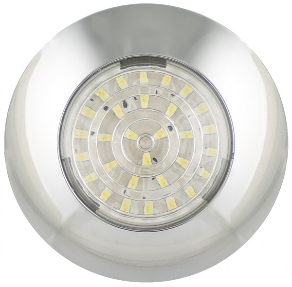 Runde LED Innenraumleuchte, verchromte Blende, weißes LED-Licht, 12 Volt, 17 mm hoch