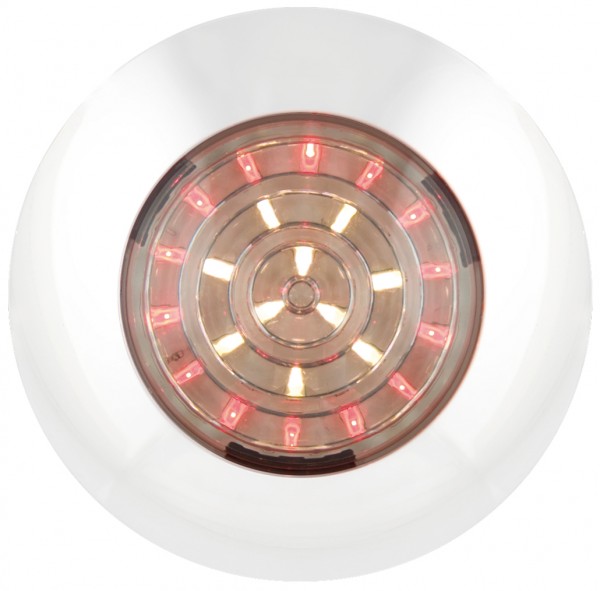 Runde LED Innenraumleuchte, weiße Blende, rotes u. weißes LED-Licht, 12 Volt, 17 mm hoch