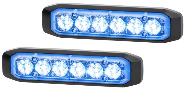 HELLA 2XD 014 562-101 LED-Blitz-Kennleuchte - BST-Slim - 12/24V - blau - Anbau/geschraubt - glasklar