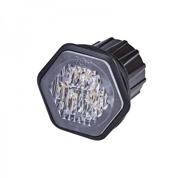 Rundes LED Blitzmodul, ECE R65, Serie "HideAway", Gelb, 50 mm Ø, Ein- und Aufbau