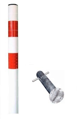 Schake Kunststoffpfosten, Kickback Poller, Ø 60 mm, zum Einbetonieren mit Bodenhülse | Farbe: rot /