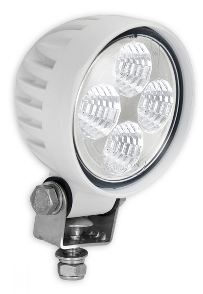 LED Arbeitsscheinwerfer, ECE R10, Gehäuse Weiß, Rund, 12 Watt, 12/24 Volt