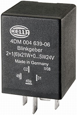 HELLA 4DM 004 639-067 Blinkgeber - 24V - 4-polig - Anbau - elektronisch - mit Halter