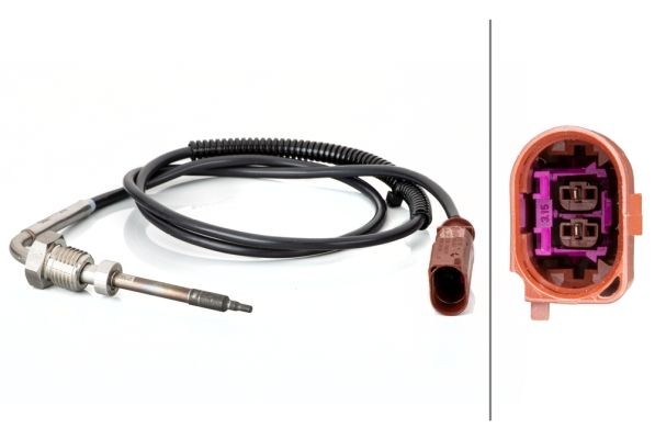HELLA 6PT 014 494-621 Sensor, Abgastemperatur - 2-polig - geschraubt - Kabel: 800mm