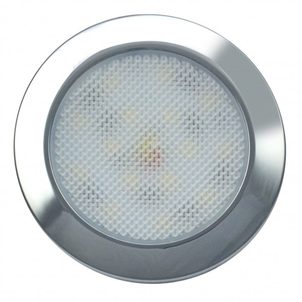 Runde LED Innenraumleuchte, verchromte Blende, weißes LED-Licht, 12 Volt, 9 mm hoch